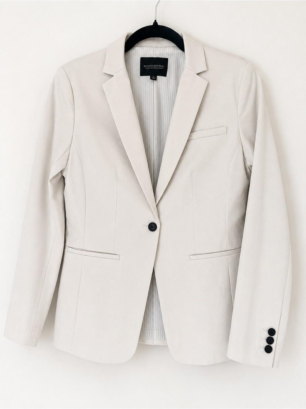 Banana Republic Long & Lean Ivory Blazer Size 4 Career Office Jacket